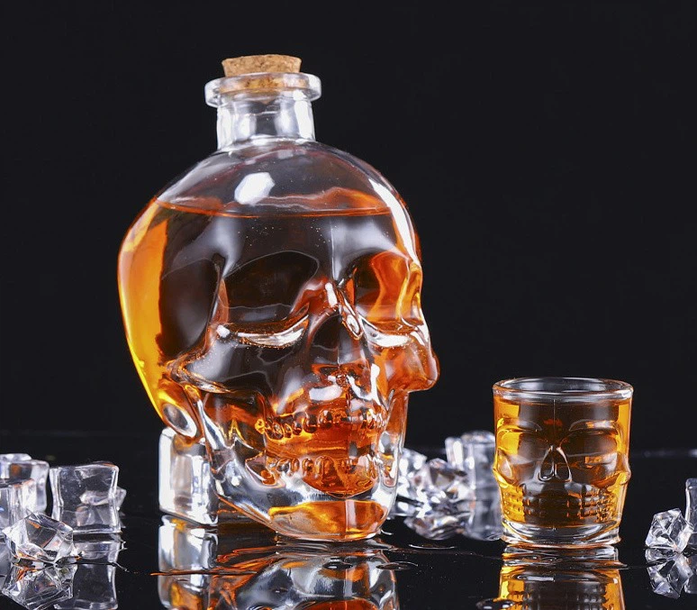 whiskey bottle skull